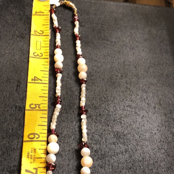 VTG 22”Mother Of Pearl/Garnet/Abalone Natural Semi Precious Stone Necklace - Picture 11 of 14